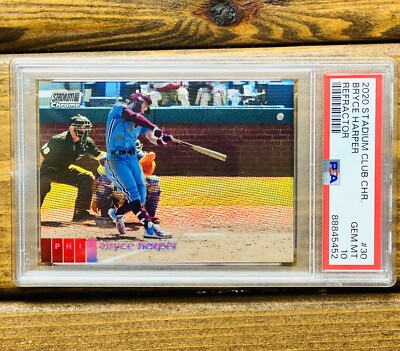 2020 Bryce Harper Stadium Club Chrome Refractor PSA 10 Phillies 