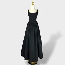 NWT $695 STAUD Black Landscape Portrait Maxi Corset Dress Designer 00 0 2 XXS XS