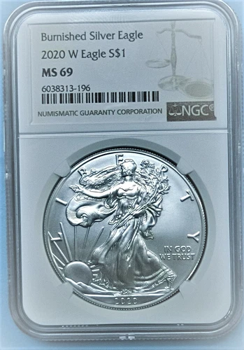 2020 W $1 NGC MS69 BURNISHED SILVER AMERICAN EAGLE FINE WEST POINT LABEL⭐196 V2⭐