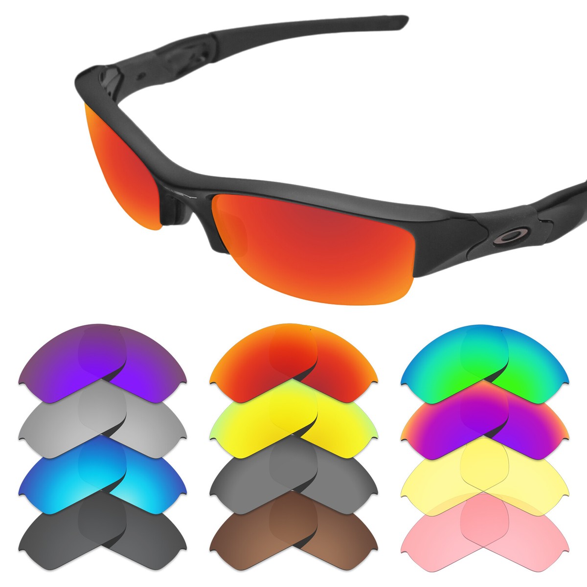EYAR Replacement Lenses for-Oakley Flak Jacket 63mm Sunglasses