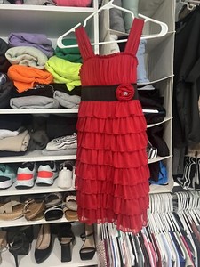 Girl's Red & Black Tiered Dress by MyMichelle in a Size 8