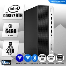 HP Desktop Computer PC Up to i7 9TH, 64GB RAM, 2TB SSD,  Windows 10/11,WIFI