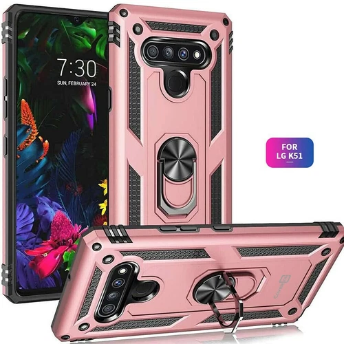 Für LG K51 Stoßfeste Ring Hülle Magnetische Unterstützung Metall Ständer Cover - Bild 1 von 9