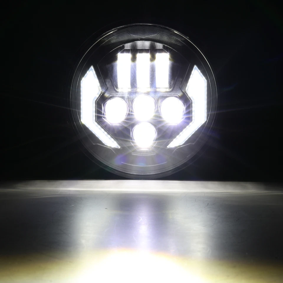 Par de faros LED redondos de 7" haz alto/bajo DRL intermitente para MG MGB 1969-1981 Foto 3 de 4