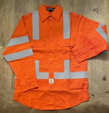 NWT BOCOMAL 6.5OZ Hi Vis Shirts FLAME RESISTANT (Orange)