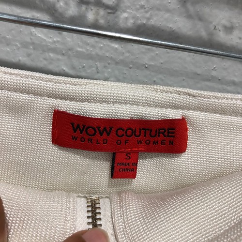 wow couture gonna fasciata small s bianca off donna aderente slim 21" L clubbing - Foto 3 di 9