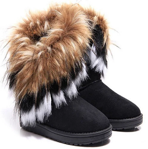 Damen Schlupfstiefel Warm Gefütterte Stiefeletten Winter Kunstfell Schuhe 36-42 - Bild 15 von 17