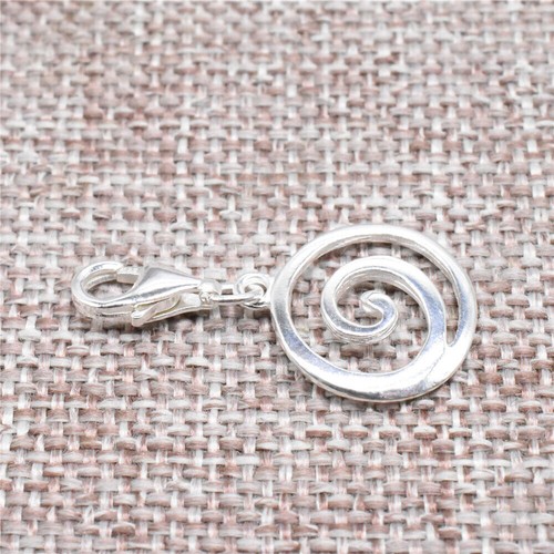 925 Sterling Silver Swirl Clip On Charm with Lobster Clasp for Bracelet Necklace - Picture 3 of 5