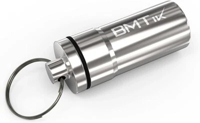 BMTICK Ear Plug Carry Case with Keychain Keyring Filter Buds Travel Holder Silver 5x2cm