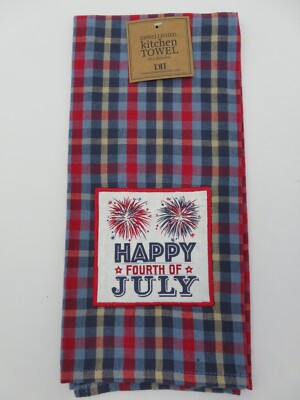 DII~ Embellished Kitchen Towel 18 x 28 inches ~ Happy 4th Fireworks EMBL Towel