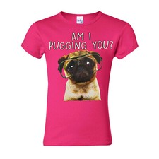    Am I Pugging You Girls Youth T shirt Funny Cute Pug animal Lover Pet gift tee
