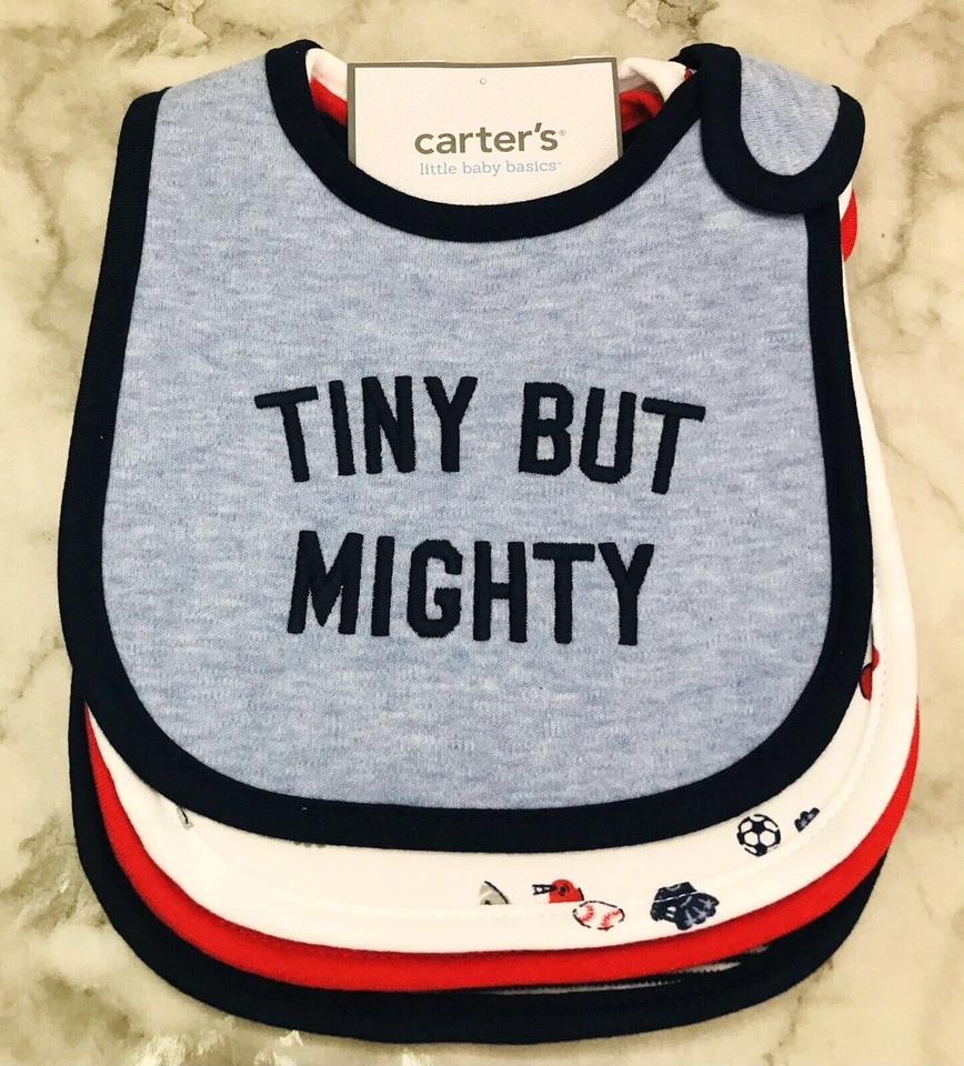 Carter's Baby Boy Bibs 4-Pack Bibs NWT Navy Blue, Red, White New - Image 2 of 4