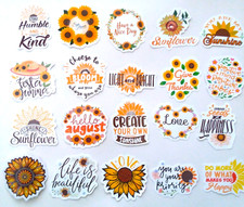 20 Sunflower Positive Vibes Stickers Lot Decals Scrapbooking Water Bottle Phone