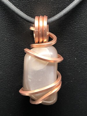 Natural Moonstone Polished Copper Pendant ONLY Quality Wire Wrap  *handcrafted*