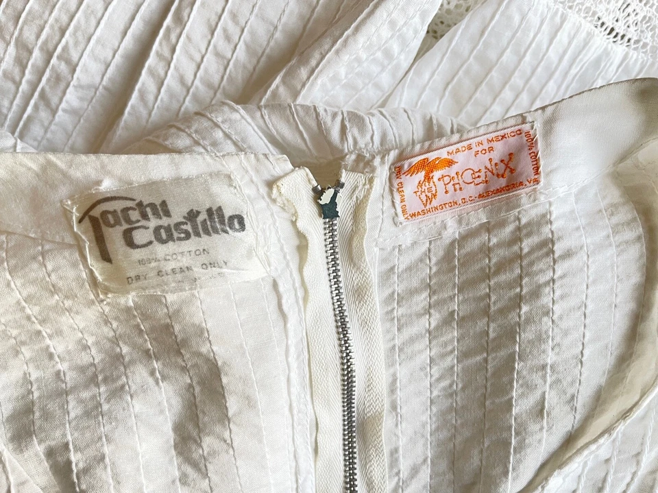 Vestido de novia mexicano boho hippy vintage años 70 Tachi Castillo para Phoenix XX016 Foto 3 de 4