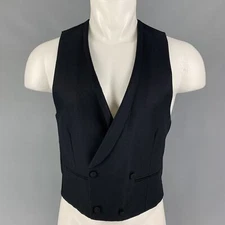 SPENCER HART Size 36 Black Textured Cotton Shawl Collar Vest
