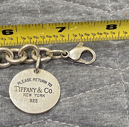 Vintage Tiffany & Co Please Return To Round Circle Tag Charm Chain Link Bracelet - Picture 8 of 9