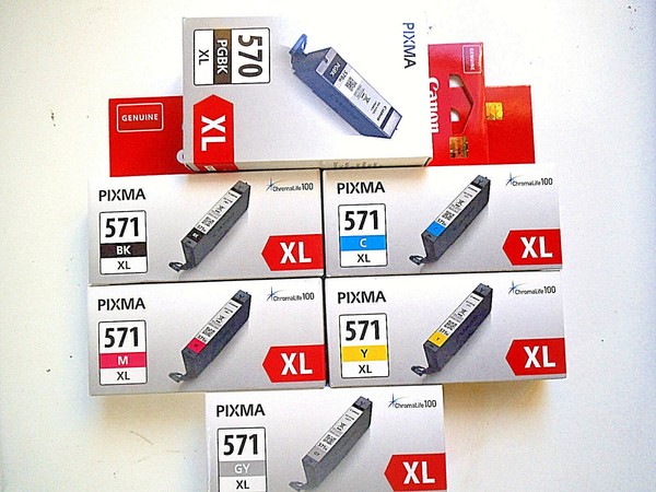 Canon Pgi-570Xl CLI-571XL Cyan-Magenta-Gelb-Schwarz-Grau Pixma MG7750 No 571XL!-image