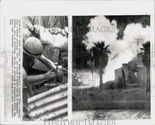 1970 Press Photo Israeli's Mortar Hits Egyptian Bunker across Suez Canal, Egypt