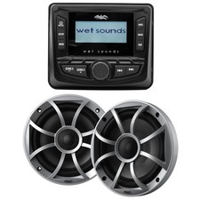 Wet Sounds WS-MC-5 Stereo, 2.7" LCD, RECON 6-S 6.5" 60W Silver Grille Speakers