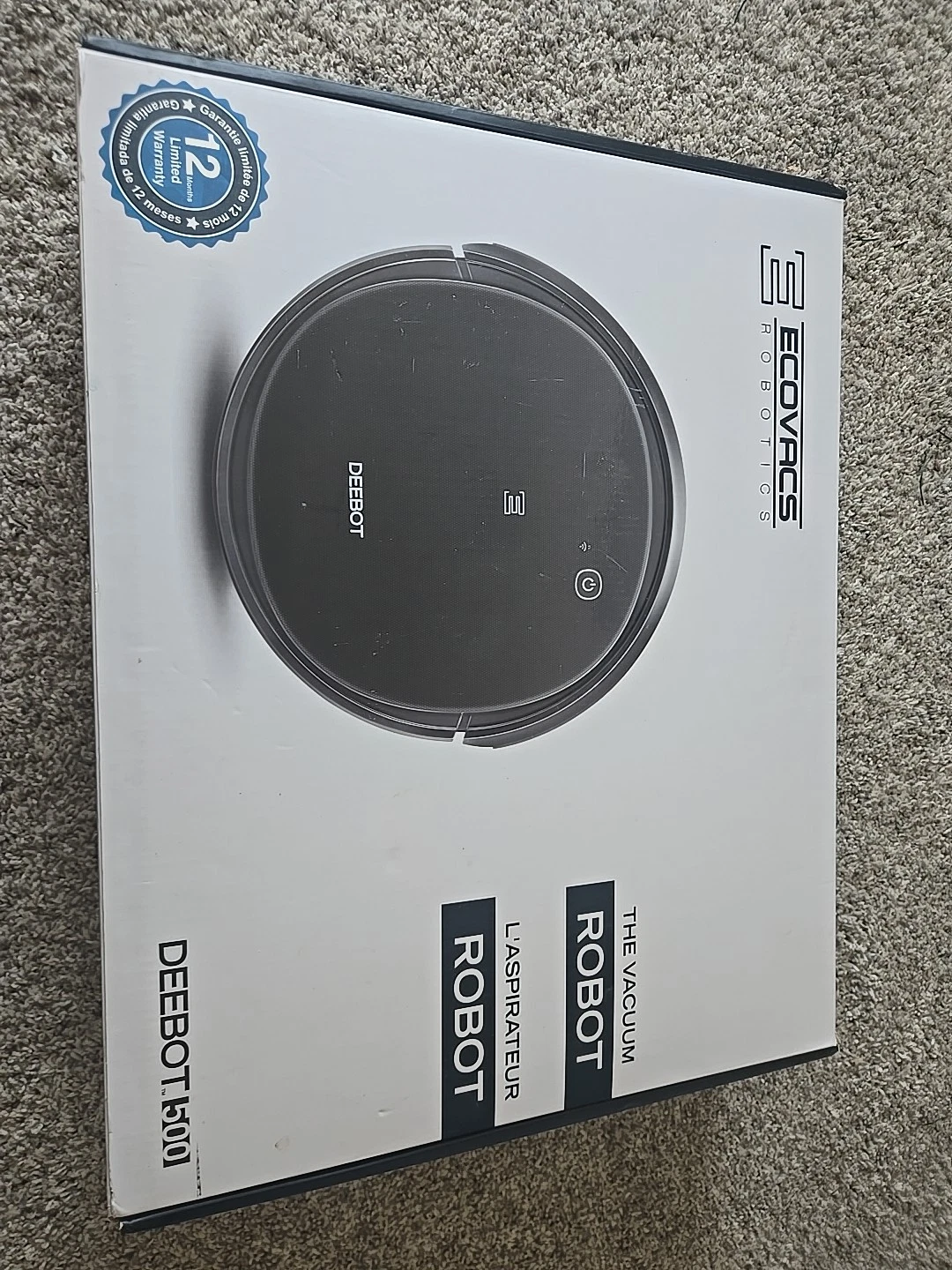 Ecovacs DEEBOT 500 Robot Vacuum Cleaner with Max Power Suction Large -Black~