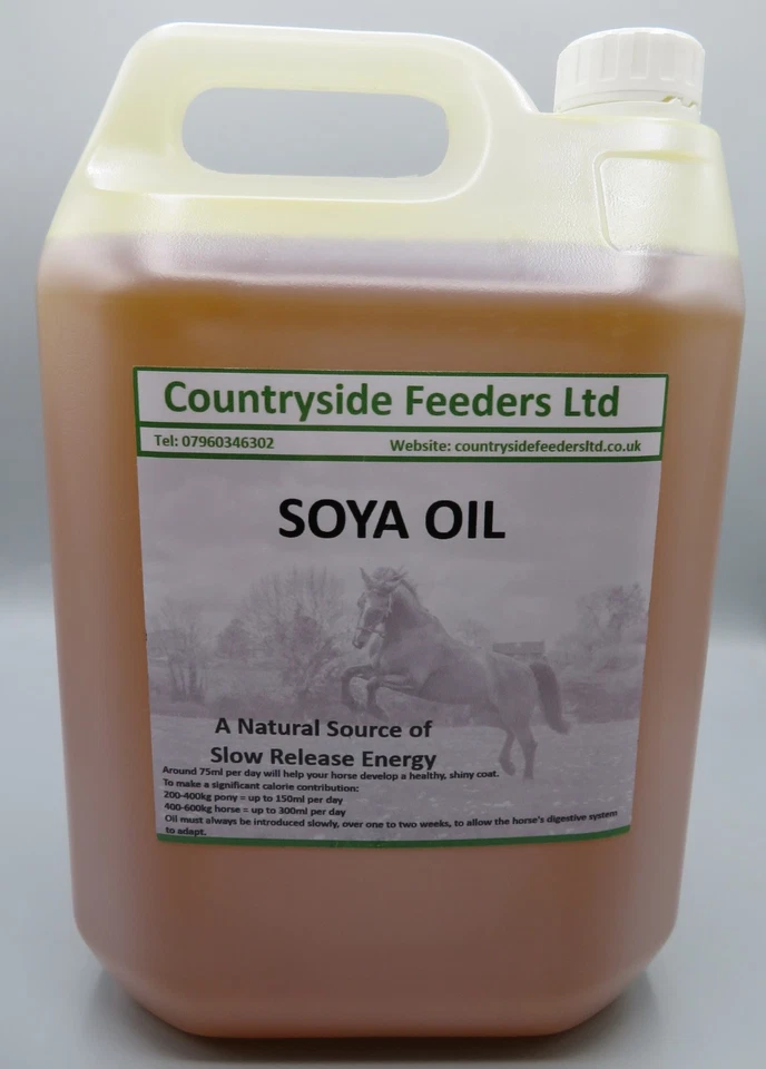 5Ltr Soya Oil supplement for Horses skin, coat, stamina, weight gain - Image 1 of 1
