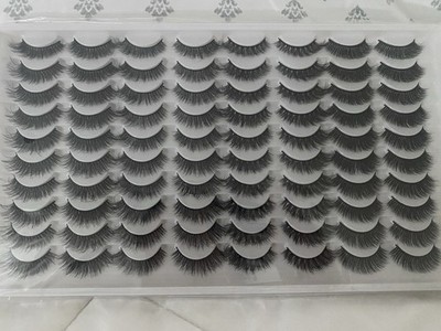 Eyelashes False 40 Pair Artificial 3D Faux Mink Eyelashes D Curly Crossover  New