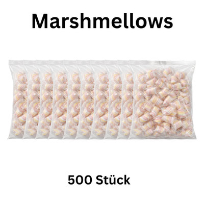 500 Marshmallows einzeln verpackt Bunt Großpackung Vorrat