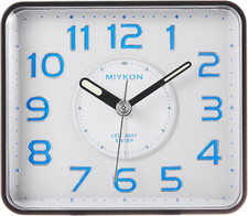 Small Square Analog Alarm Clock   Silent Non-Ticking, Battery Operated with LED