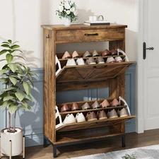 Shoe Cabinet with 2 Flip Drawers industrial Shoe Storage Organizer for Entryway