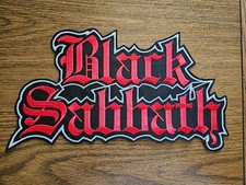 BLACK SABBATH, SEW ON RED WITH WHITE BORDER EMBROIDERED LARGE BACK PATCH