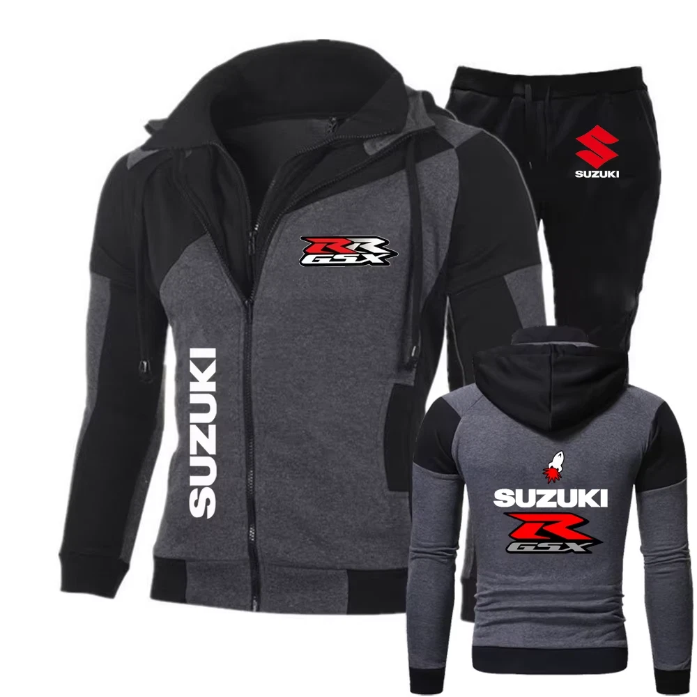 Racing Logo Printed Men's Sportswear Hoodie Set Zipper Sportswear+Pants 2-piece