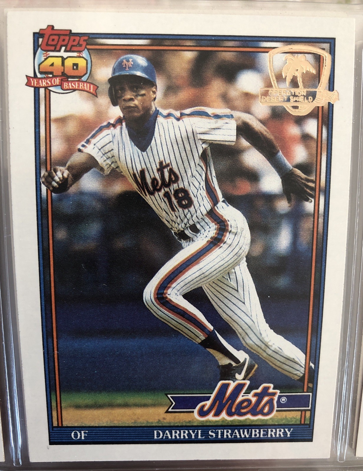 1991 Topps Desert Shield Darryl Strawberry #200 NY Mets-( Set Break )