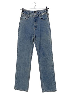 PrettyLittleThing Damen Jeans Straight Leg Blau Gr. 38 W29 High Waist