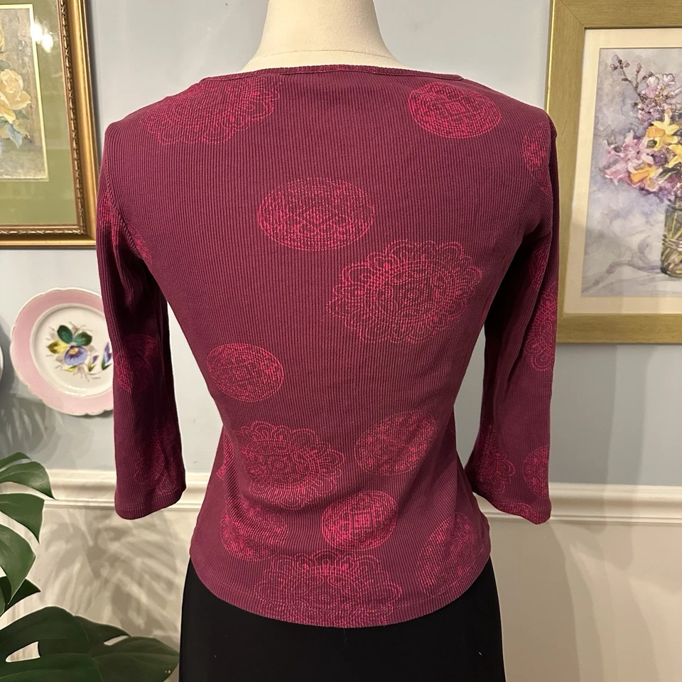 Y2K Baby T-Shirt Small Purple Pink 90s Asian Mandala Artsy Boho Whimsigoth - Image 3 of 4