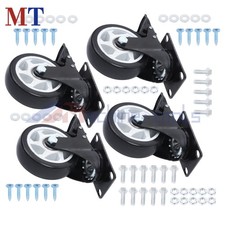 4 Pcs 4 In Heavy Duty Swivel Caster Wheels 2200Lbs With Brake And White Hubs