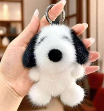 Cute Snoopy Faux Mink Plush Keychain School Bag Ornament Pendant Soft Cartoon