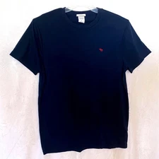 Abercrombie & Fitch Mens Classic T-Shirt Navy Blue Logo Crew Neck Large soft