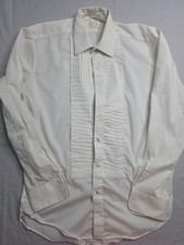 Vintage After Six Tuxedo Dress Shirt Men's 15.5 Ivory Cotton Long Sleeve Formal