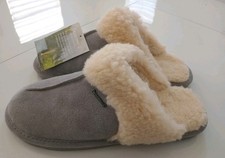New Bearpaw Loketta Gray Fog Size 11 Women's Suede Sheep Wool Slippers