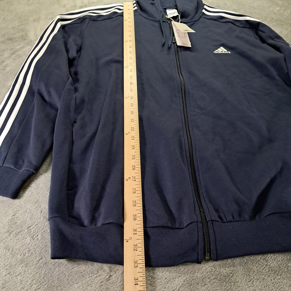 NEW Adidas Hoodie Men XLT TALL Essentials Fleece Full Zip Navy