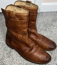 Stivaletto equitazione donna tg 9 Frye Redwood marrone pelle paige corto pull on