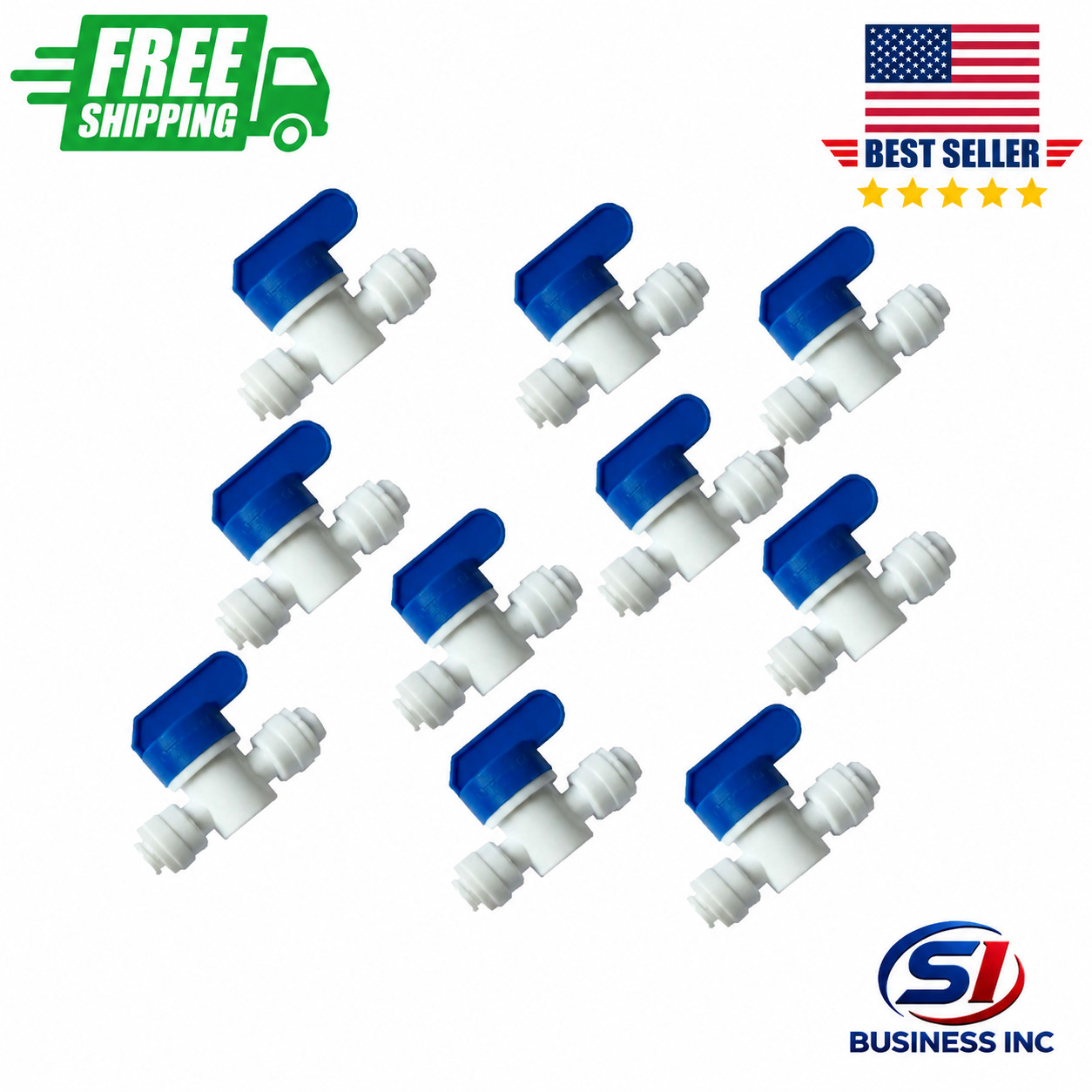 10Pack 1/4Inch OD Tube Quick Push to Connect Plastic Shut Off Ball Valve Fitting