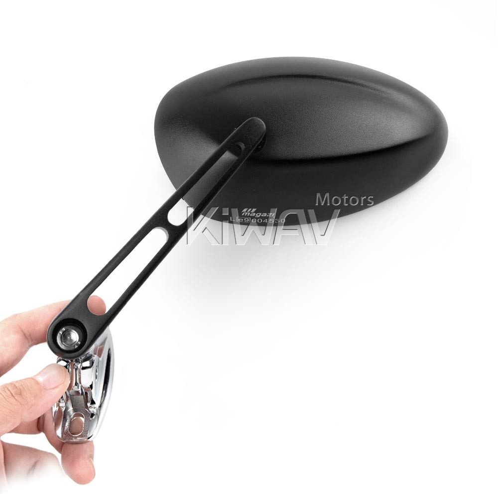 KiWAV Oval Black Fairing Mirrors with Adapter For BMW F800 S