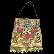 1920s Whiting  Davis Enamel Mesh Evening Bag Purse Art Deco Bright Colors