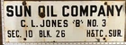 Vintage Porcelain Oil Field Sign - Sun Oil Co CL Jones "B" No 3