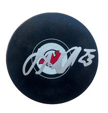 Kurtis MacDermid Signed Autographed New Jersey Devils Logo Puck