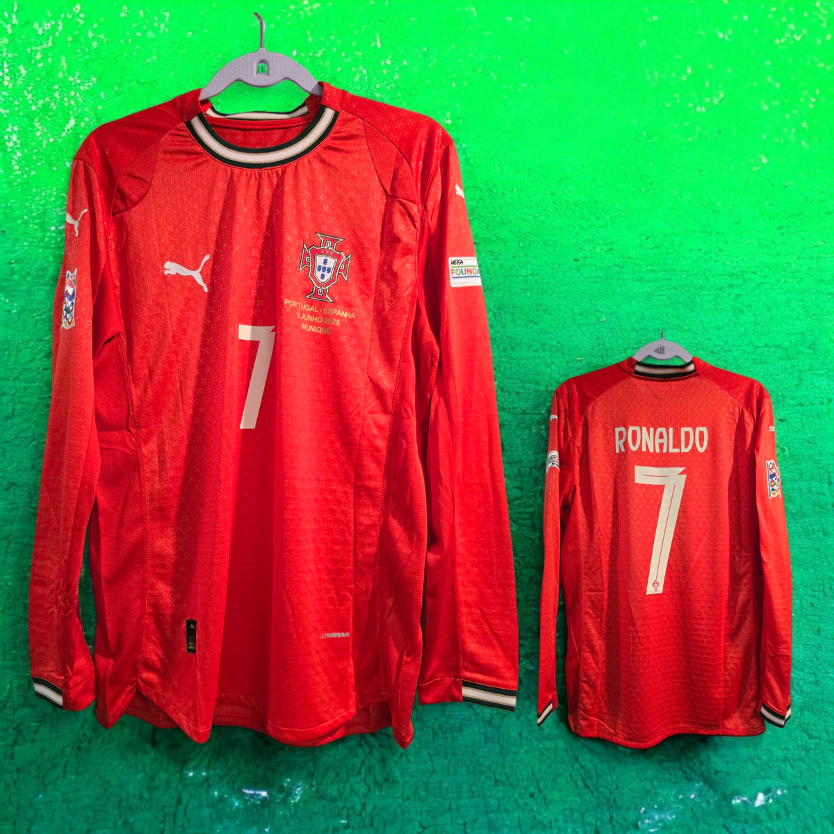 PORTUGAL Home UEFA Nations League Soccer CR7 XL (Run Small) Slim Fit