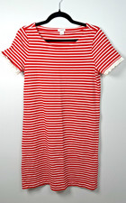 J. Crew Small Dress Womens 100% Cotton Striped Red White Lace Short Sleeve