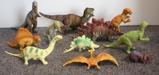 LOT of 11 VARIOUS SIZES of HARD RUBBER PLAY DINOSAURS - 6" to 1 1/2" -EXCELLENT